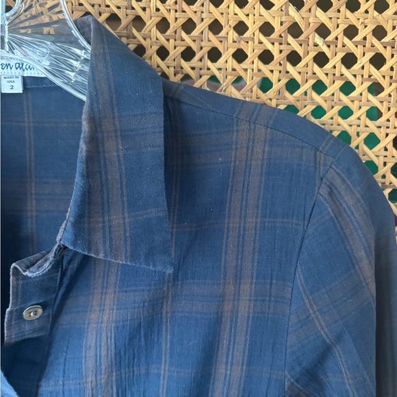 Steven Alan Plaid Blue & Brown Shirt Dress /size 2/ Great Condition - Picture 5 of 5